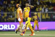 Maheesh Theekshana in action (Image Courtesy: X/International League T20)